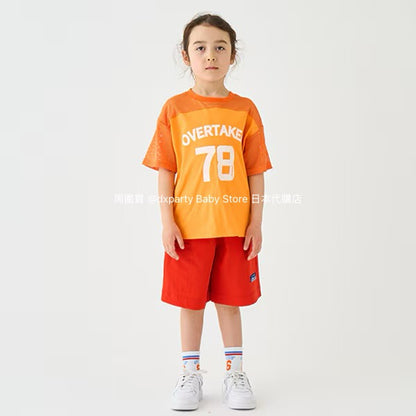 Japanese children's clothing mini#ML mesh sports top 100-140cm boys/girls summer TOPS 