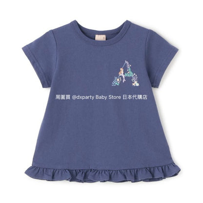 Japanese children's clothing pe#main embroidered English lettering top 80-130cm girls summer TOPS 