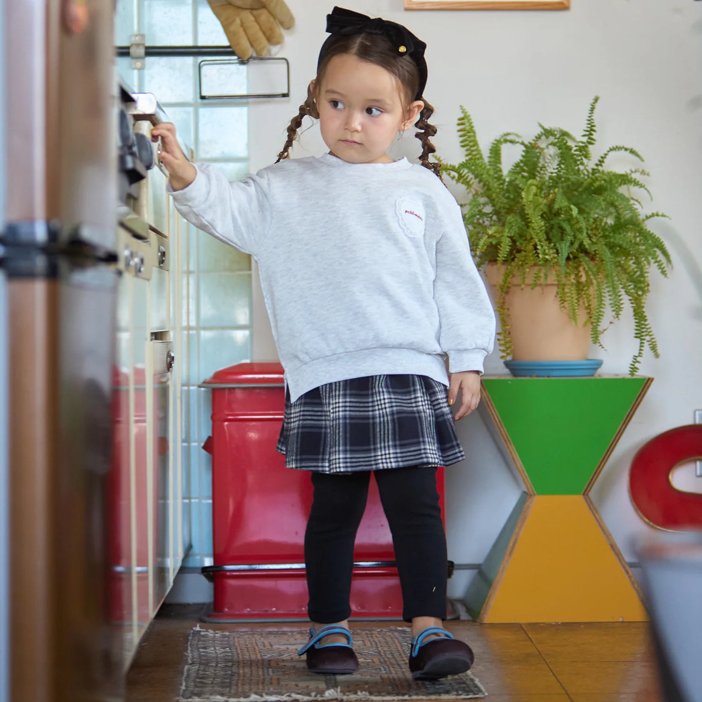 日本童裝 pe#main 印花衛衣 80-130cm 女童款 冬季 TOPS 聖誕紅/新年紅