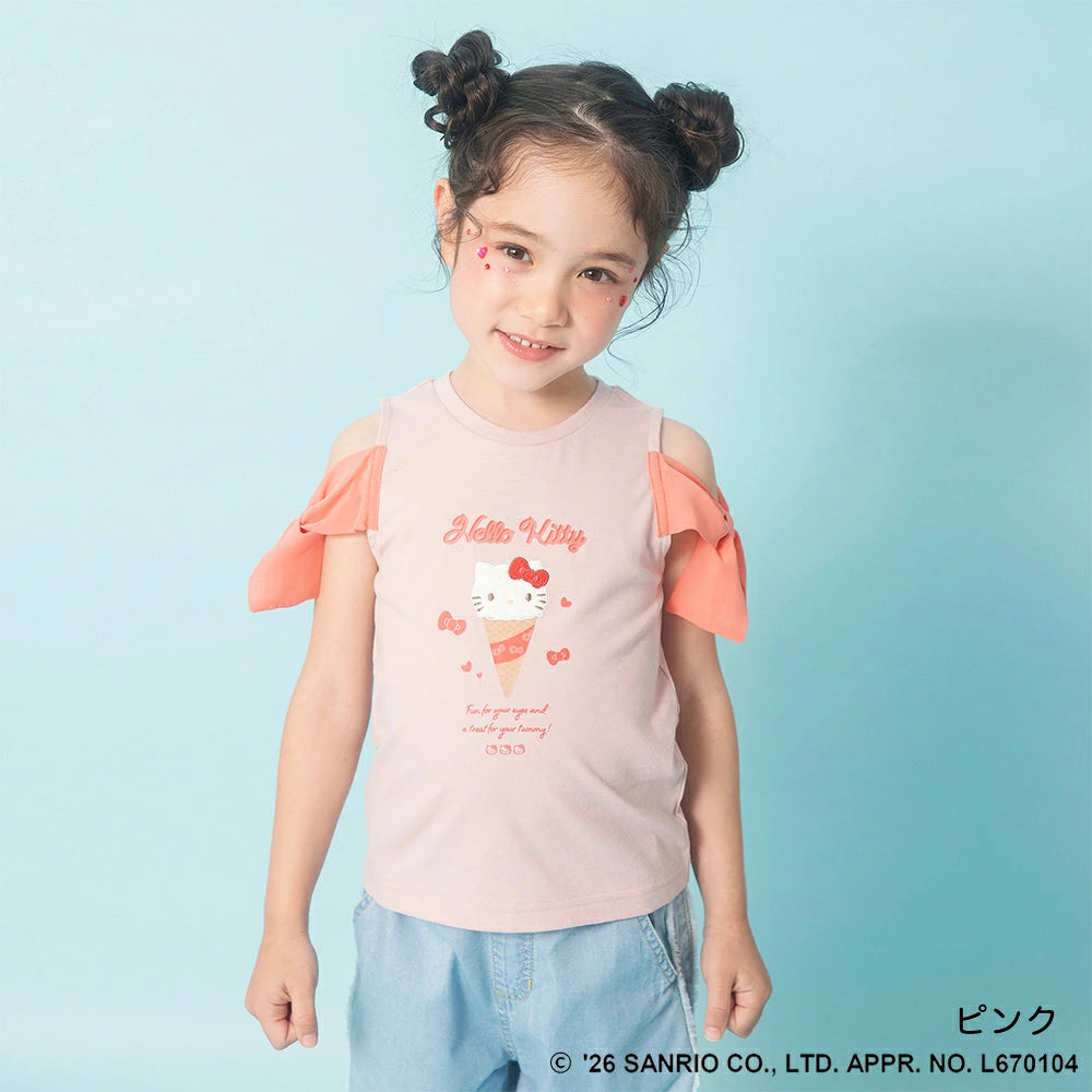 日本童裝 Branshes x Sanrio 雪紡露肩上衣 90-130cm 女童款 夏季 TOPS