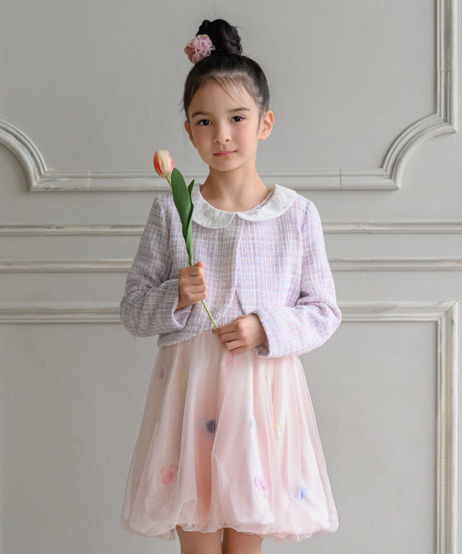 日本童裝 panpantutu 小香風粗呢外套＋背心泡泡連身裙 100-130cm 女童款 夏季 OUTERWEAR DRESSES 面試/宴會/表演