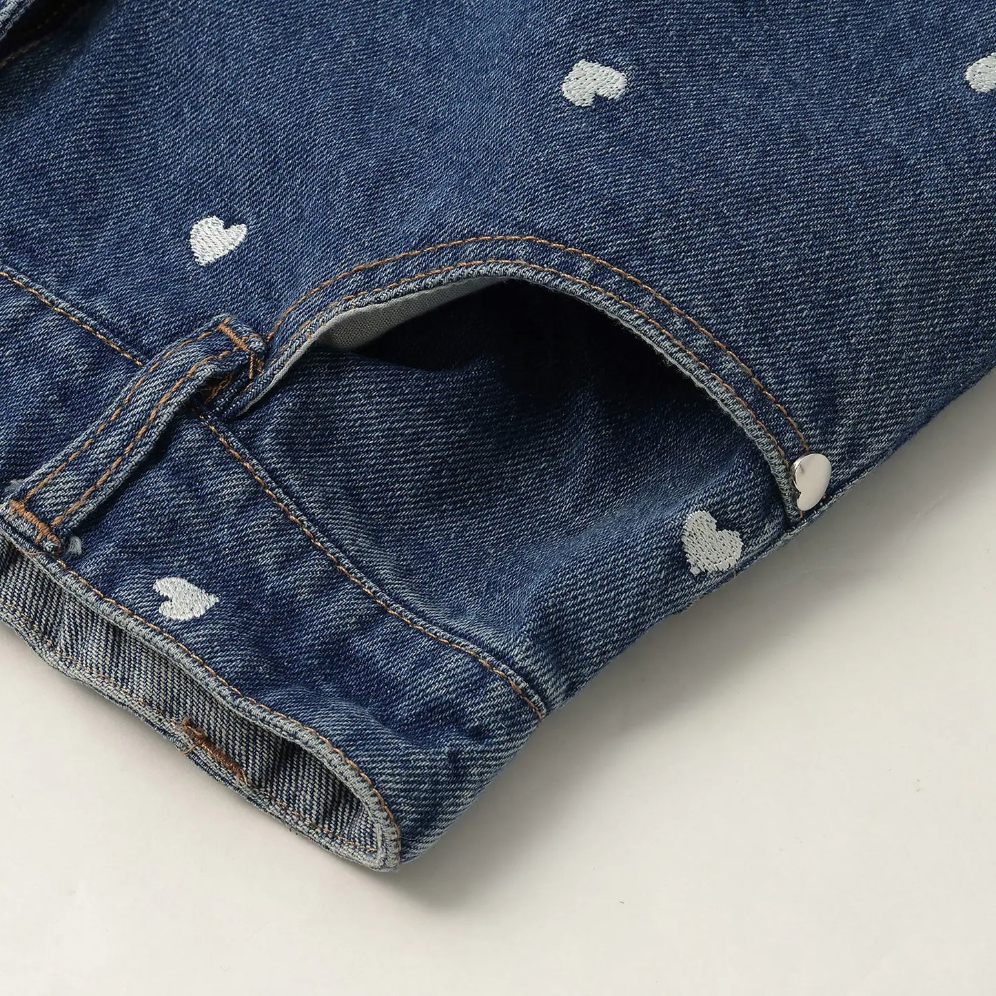日本童裝 Ly# mine 愛心刺繡印花牛仔褲 100-140cm 女童款 夏季 PANTS