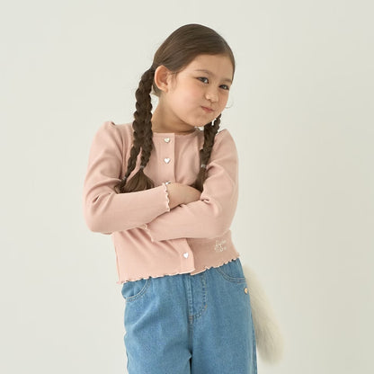 日本童裝 Ly# mine 心型紐扣羅紋外套 100-140cm 女童款 秋季 TOPS OUTERWEAR