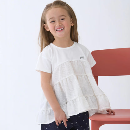 日本童裝 pe#main 拼接上衣 80-130cm 女童款 夏季 TOPS
