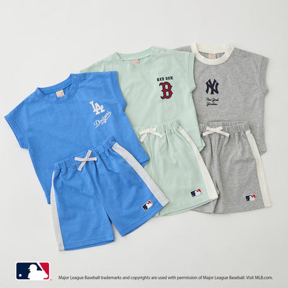 日本童裝 pe#main x 【MLB】上衣短褲兩件套裝 80-130cm 男童款 夏季 TOPS PANTS
