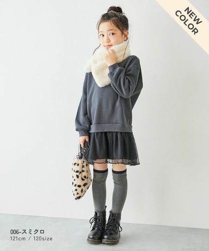 日本童裝 dev!rock 薄紗拼接衛衣連身裙 80-140cm 女童款 冬季 DRESSES