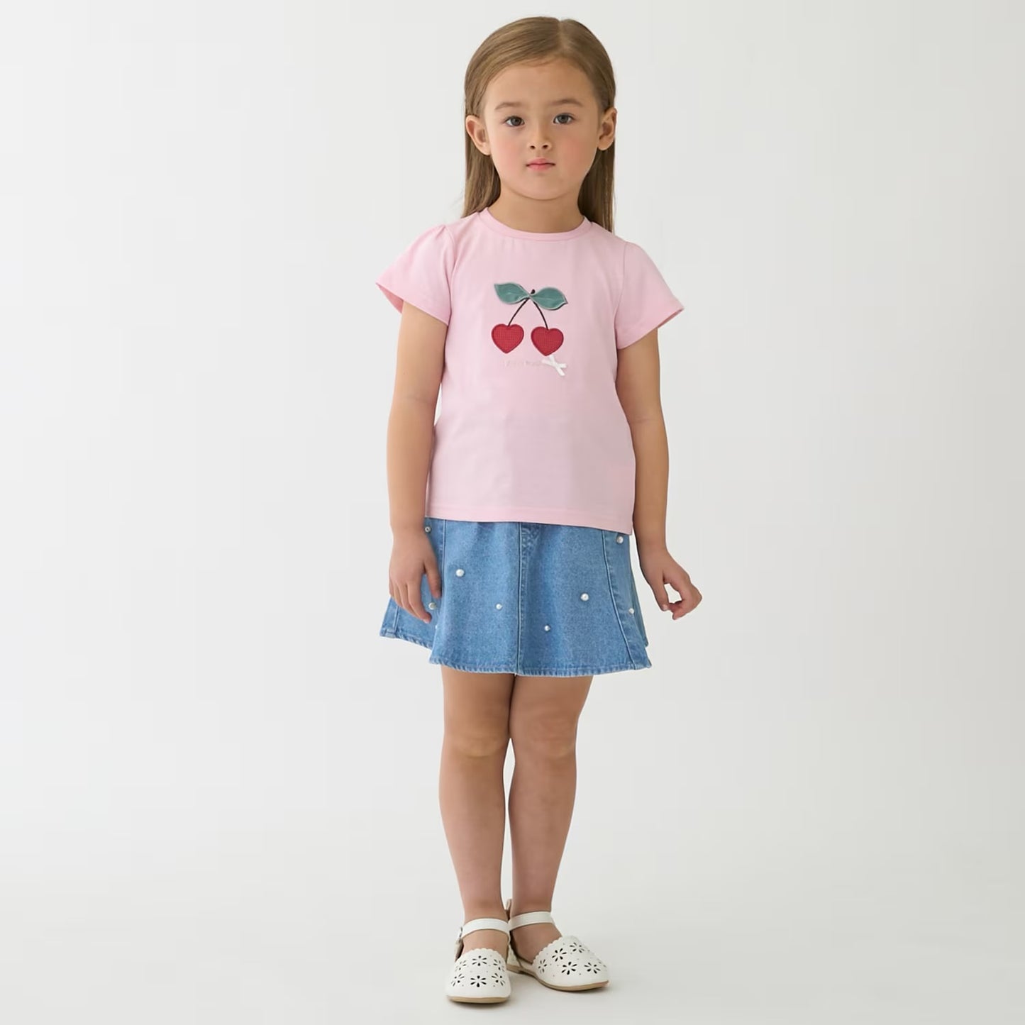 日本童裝 pe#main 珍珠牛仔短裙 80-130cm 女童款 夏季 SKIRTS