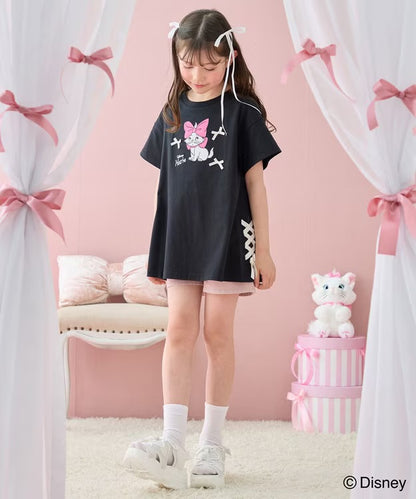 日本童裝 aF#a325 x Disney Marie 繫帶超大短袖上衣 110-160cm 女童款 夏季 TOPS DRESSES