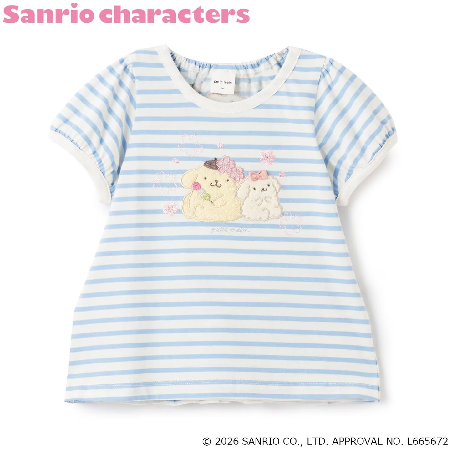 日本童裝 pe#main x 【Sanrio】刺繡圖案上衣 80-130cm 女童款 夏季 TOPS