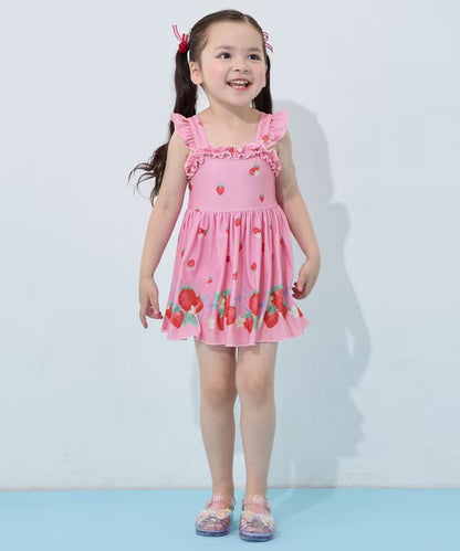 日本童裝 aF#a325 防UV 連身泳衣 100-140cm 女童款 夏季 夏日玩水泳衣特輯