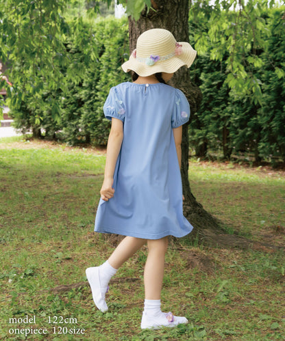 日本童裝 panpantutu 防UV 接觸冷感 泡泡花瓣紗袖連身裙 100-140cm 女童款 夏季 DRESSES