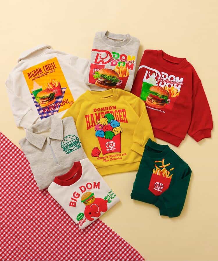 日本童裝 apres les cours x DomDom漢堡 印花衛衣 80-130cm 男童款/女童款 冬季 TOPS 聖誕紅/新年紅