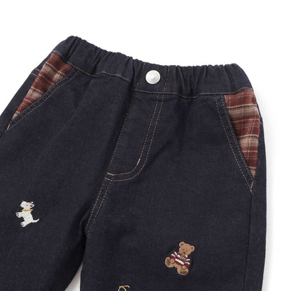 日本童裝  SLAP SLIP 刺繡薄抓毛長褲 80-130cm 男童款 冬季 PANTS