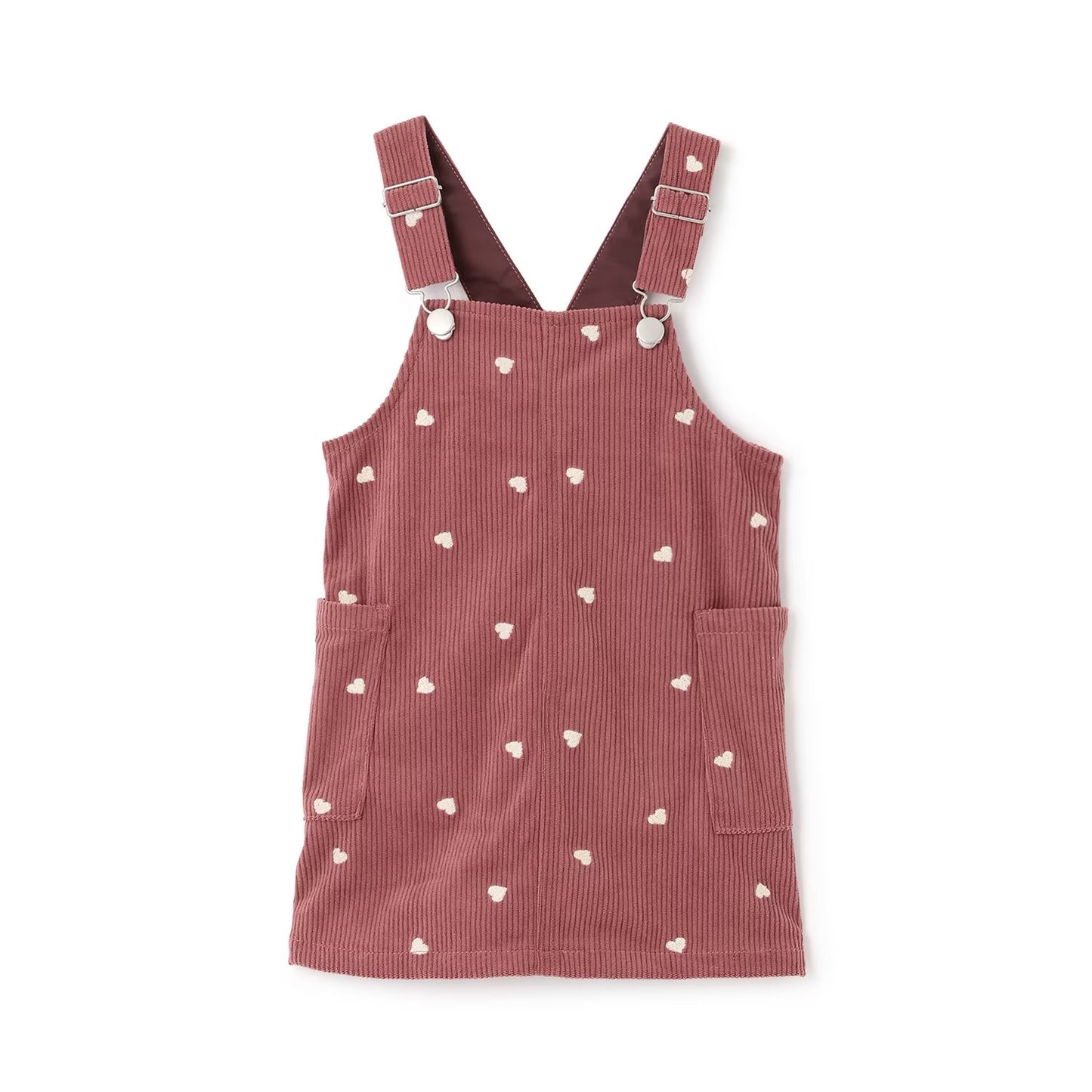 日本童裝 pe#main 心型刺繡燈芯絨背帶裙 80-130cm 女童款 冬季 DRESSES