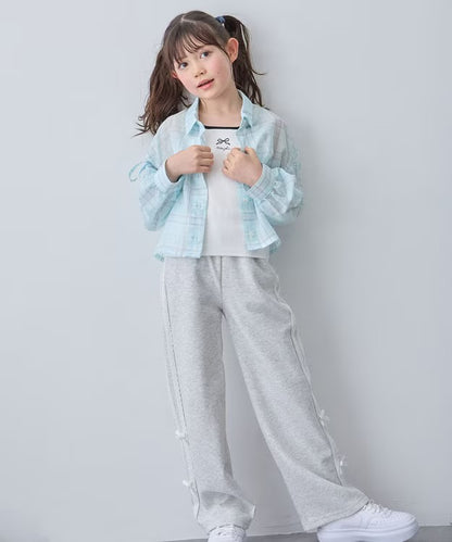 日本童裝 aF#a325 薄透格子襯衫 110-160cm 女童款 夏季 OUTERWEAR