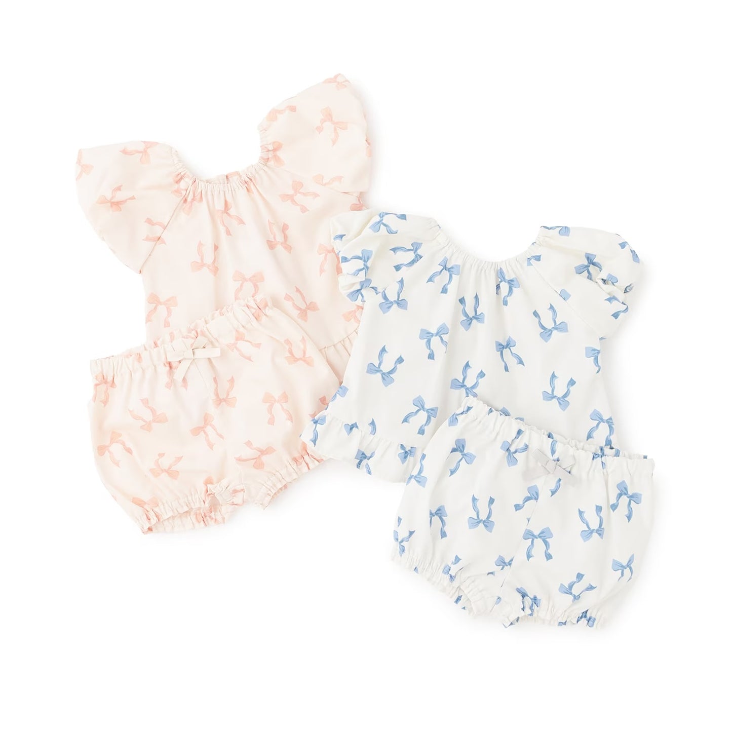 日本童裝 pe#main 蝴蝶結印花兩件套裝 70-80cm 女童款 初生嬰兒 夏季 TOPS PANTS