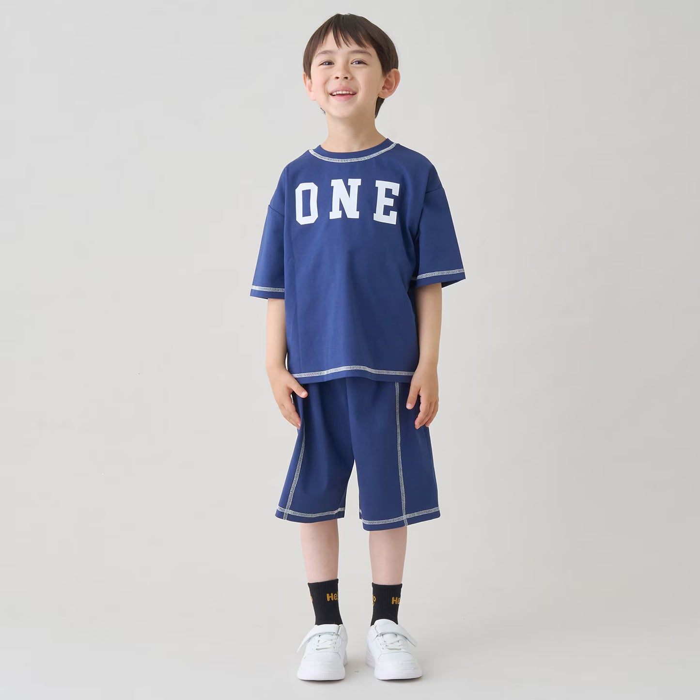 日本童裝 b・R# 防UV 隔熱布料 2Way 前後兩著 撞色拼接上衣 100-140cm 男童款 夏季 TOPS