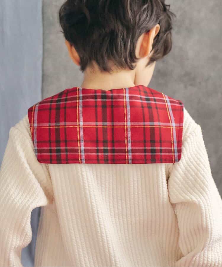 日本童裝 apres les cours 格仔水手領上衣 80-130cm 男童款 冬季 Tops 聖誕紅/新年紅