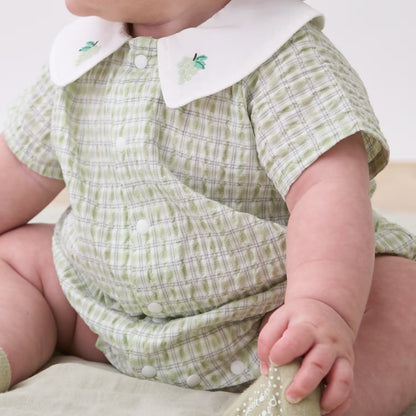日本童裝 pe#main 水果領皺皺棉連衣 70-80cm 男童款/女童款 初生嬰兒 夏季 Jumpsuit