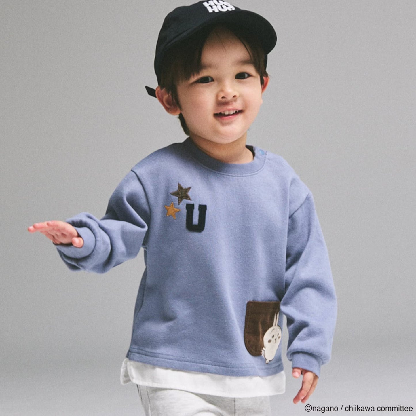 日本童裝 pe#main x【Chiikawa】假兩件衛衣 80-130cm 男童款 初生嬰兒 夏季 TOPS