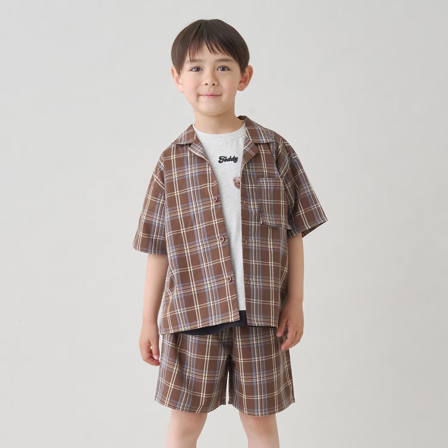 日本童裝 b・R# 襯衫短褲兩件套裝 100-140cm 男童款 夏季 TOPS PANTS