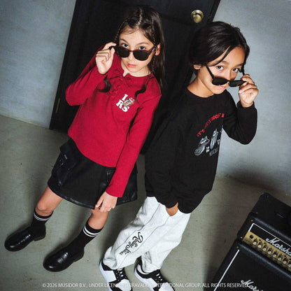 日本童裝 NEXCHIC x The Rolling Stones 繫帶羅紋上衣 110-150cm 女童款 秋季 TOPS 其他品牌童裝 聖誕紅/新年紅