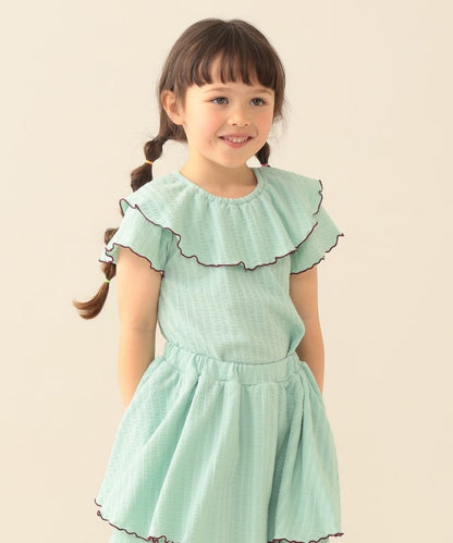 日本童裝 BE#AMS mini 花邊領上衣 90-140cm 女童款 夏季 TOPS