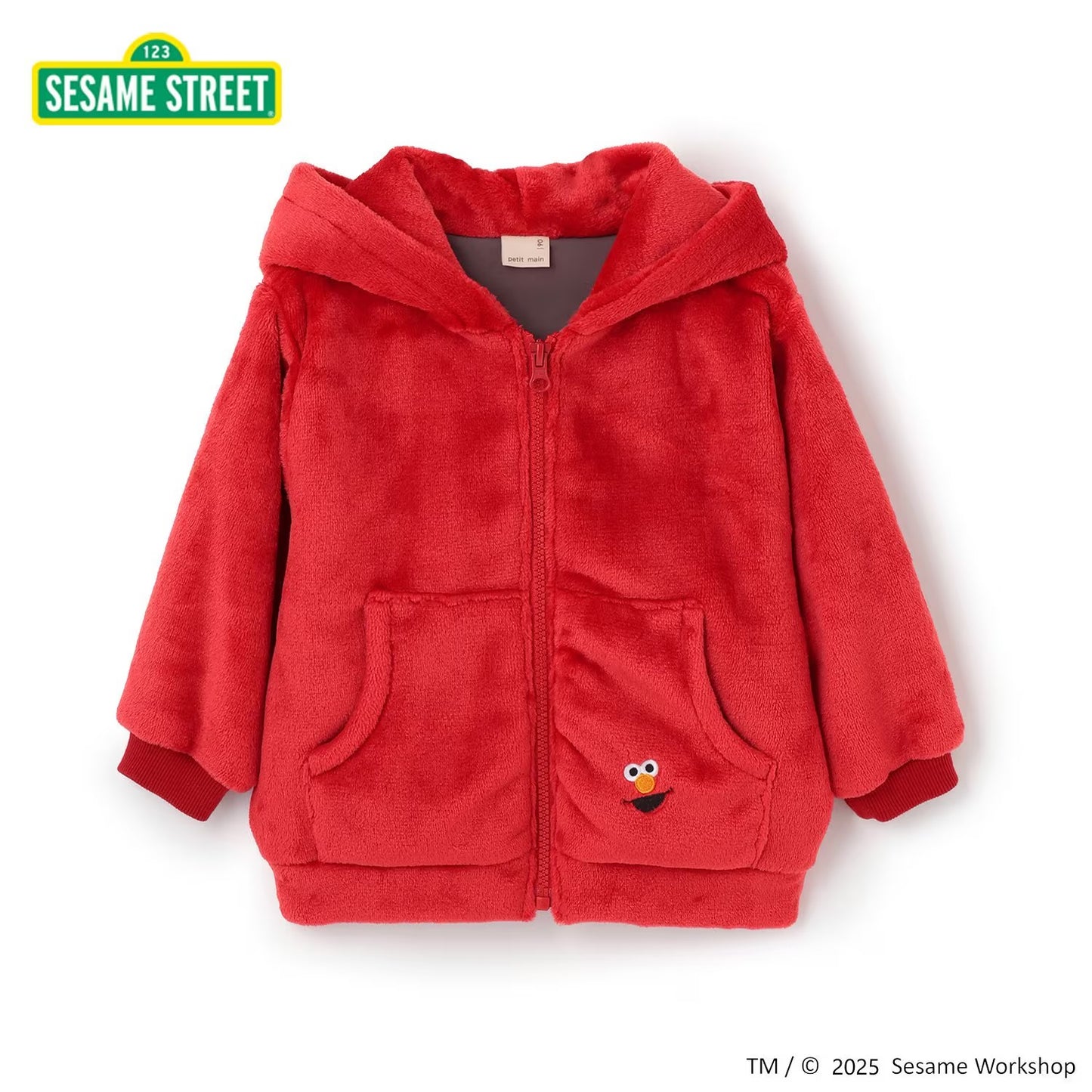 日本童裝 pe#main x SESAME STREET 芝麻街毛毛外套 80-130cm 男童款/女童款 冬季 OUTERWEAR 聖誕紅/新年紅