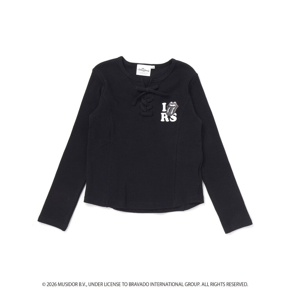 日本童裝 NEXCHIC x The Rolling Stones 繫帶羅紋上衣 110-150cm 女童款 秋季 TOPS 其他品牌童裝 聖誕紅/新年紅