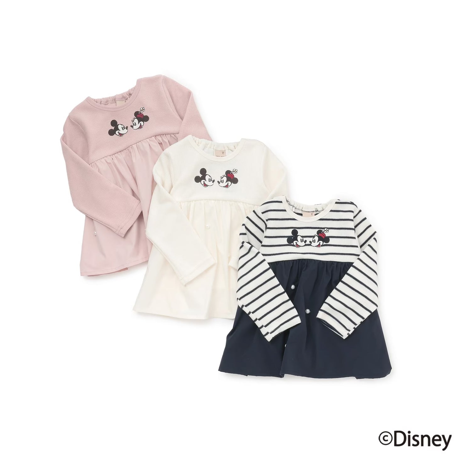 日本童裝 pe#main x Disney 珍珠拼接上衣 80-130cm 女童款 秋季 TOPS