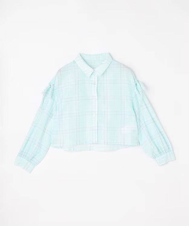 日本童裝 aF#a325 薄透格子襯衫 110-160cm 女童款 夏季 OUTERWEAR