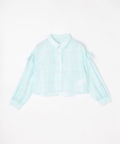 日本童裝 aF#a325 薄透格子襯衫 110-160cm 女童款 夏季 OUTERWEAR