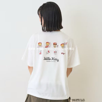 Lovetoxic x Sanrio Japan-Style Hello Kitty Cold-Contact Print Top (130-160cm) for Girls (Summer) 