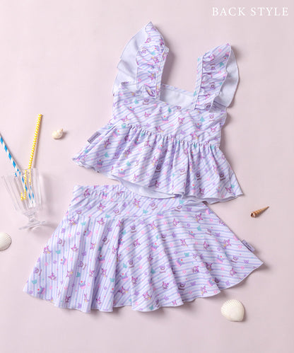 Japanese children's clothing panpantutu x Sanrio Kuromi UV protection two-piece swimsuit set 95-130cm girls summer swimsuit special edition 
