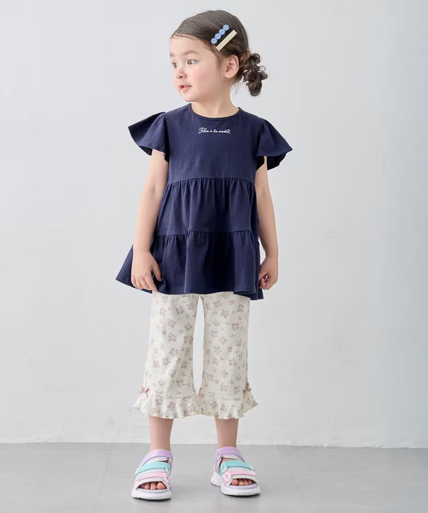 日本童裝 aF#a325 接觸冷感 小飛袖上衣 90-150cm 女童款 夏季 TOPS