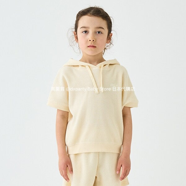 Japanese children's clothing mini#ML waffle hooded top 90-140cm boys/girls summer TOPS 