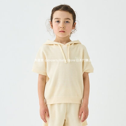 Japanese children's clothing mini#ML waffle hooded top 90-140cm boys/girls summer TOPS 