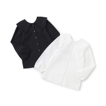 日本童裝 Ly# mine 2Way 前後兩著 荷葉領襯衫 100-140cm 女童款 秋季 TOPS 面試/宴會/表演