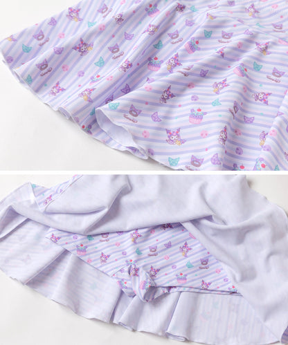Japanese children's clothing panpantutu x Sanrio Kuromi UV protection two-piece swimsuit set 95-130cm girls summer swimsuit special edition 