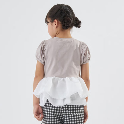 日本童裝 Ly# mine 歐根紗拼接上衣 90-140cm 女童款 夏季 TOPS