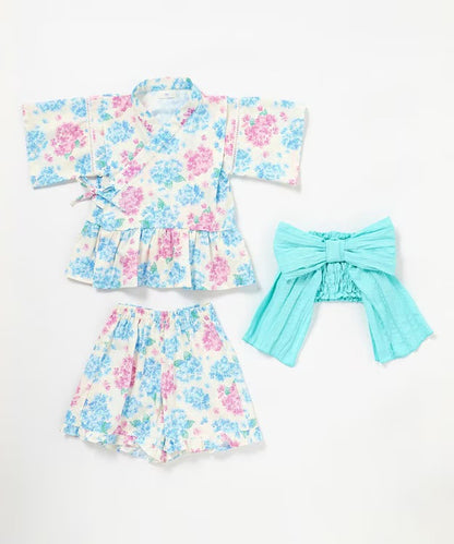 日本童裝 aF#a325 日本甚平 日本和服 90-130cm 女童款 夏季 TOPS PANTS 日本夏祭慶典特輯