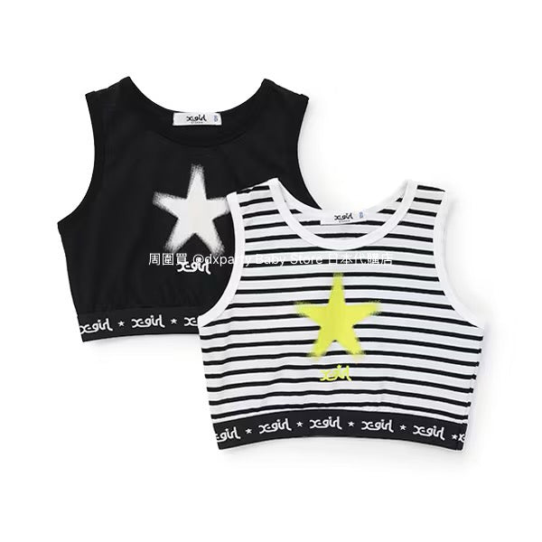 Japanese children's clothing X-girl Stages striped short vest 90-140cm girls summer TOPS 