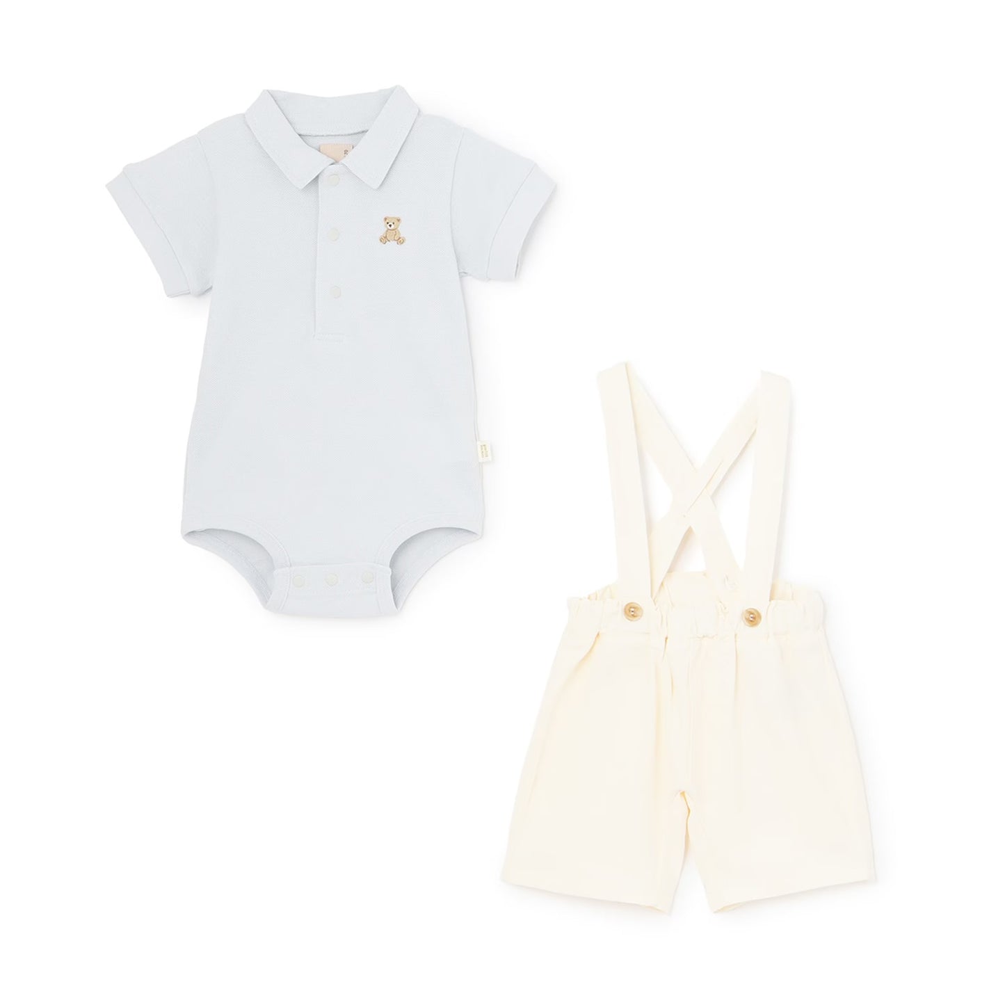 日本童裝 pe#main polo連衣及吊帶褲套裝 70-80cm 男童款 初生嬰兒 夏季 Jumpsuit PANTS