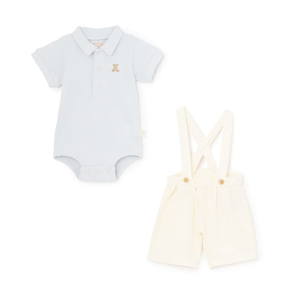 日本童裝 pe#main polo連衣及吊帶褲套裝 70-80cm 男童款 初生嬰兒 夏季 Jumpsuit PANTS