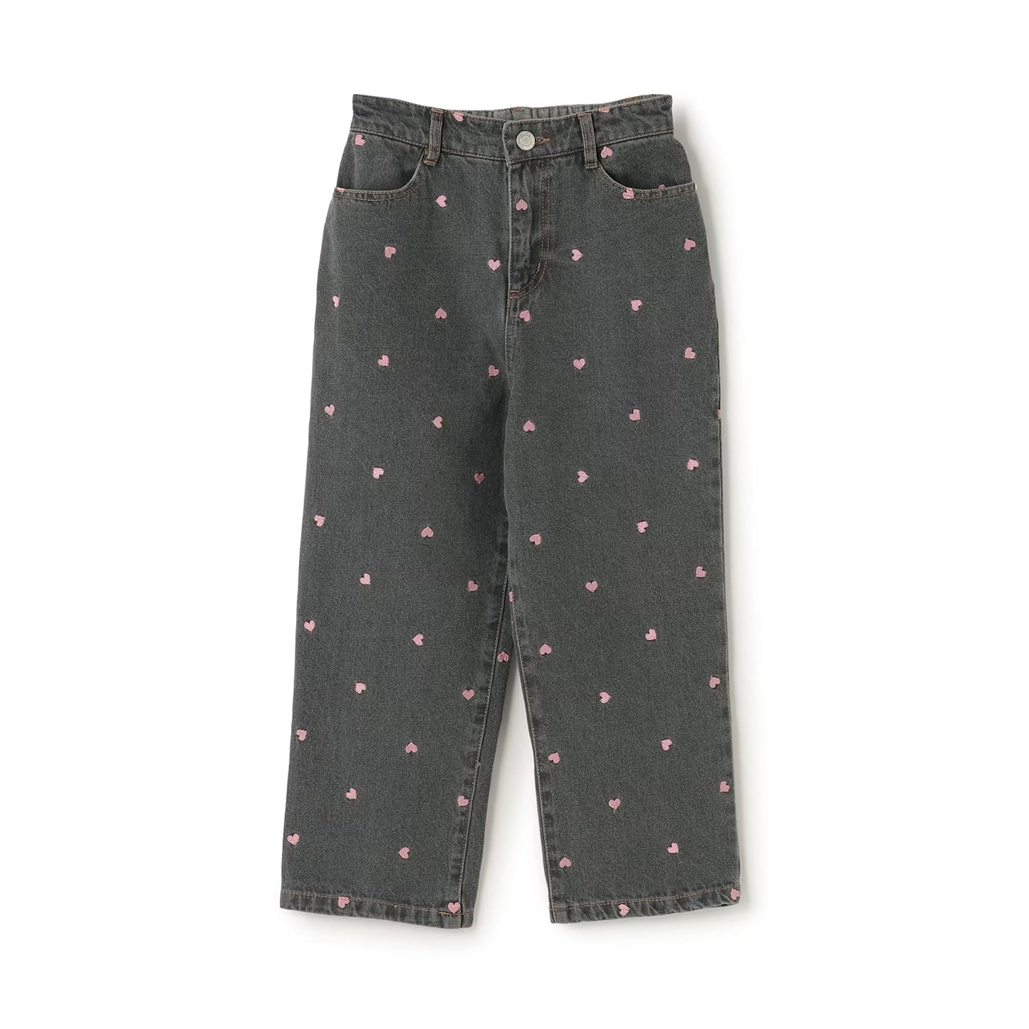 日本童裝 Ly# mine 愛心刺繡印花牛仔褲 100-140cm 女童款 夏季 PANTS