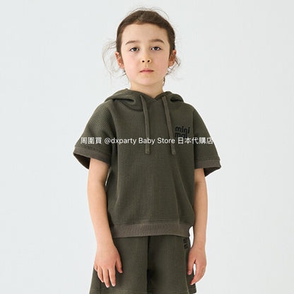Japanese children's clothing mini#ML waffle hooded top 90-140cm boys/girls summer TOPS 