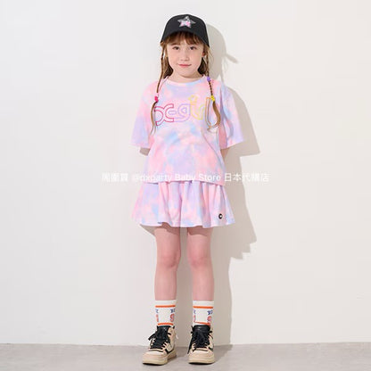 Japanese children's clothing X-girl Stages tie-dye top and culottes two-piece set 80-140cm girls' summer TOPS PANTS 