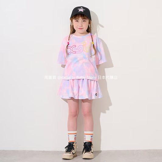 Japanese children's clothing X-girl Stages tie-dye top and culottes two-piece set 80-140cm girls' summer TOPS PANTS 