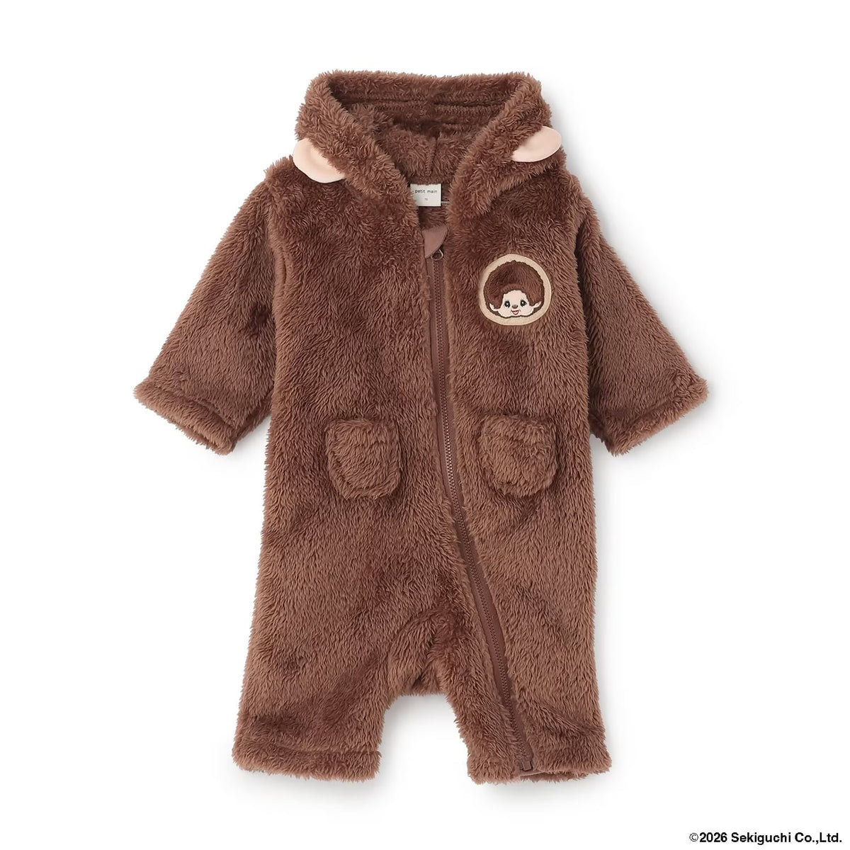日本童裝 pe#main x Monchhichi 毛毛連衣及口水巾 70-80cm 男童款/女童款 初生嬰兒 秋季 Jumpsuit