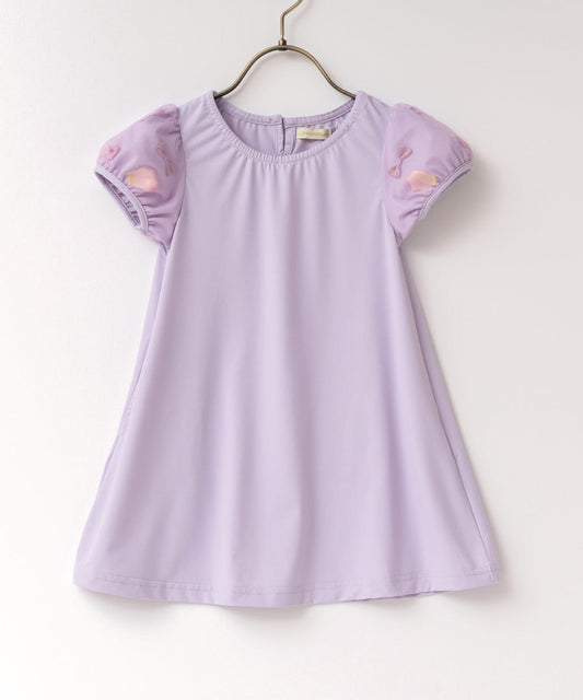 日本童裝 panpantutu 防UV 接觸冷感 泡泡花瓣紗袖連身裙 100-140cm 女童款 夏季 DRESSES
